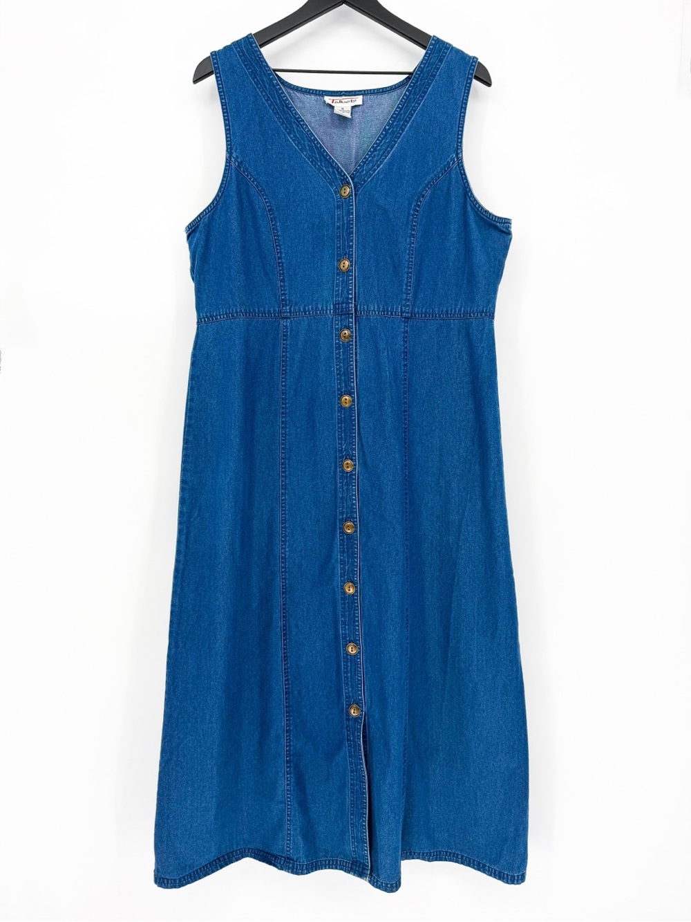 Vintage Talbots Denim Midi Dress Button Down Size 14